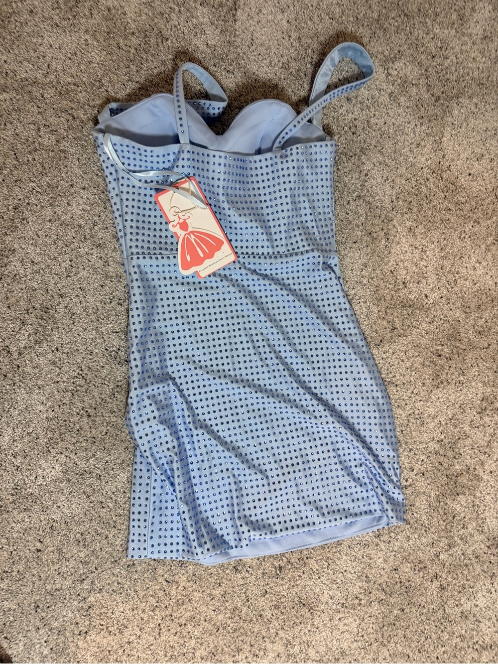 Blue Rhinestone Mini Dress - Slim Fit - Picture 3 of 4